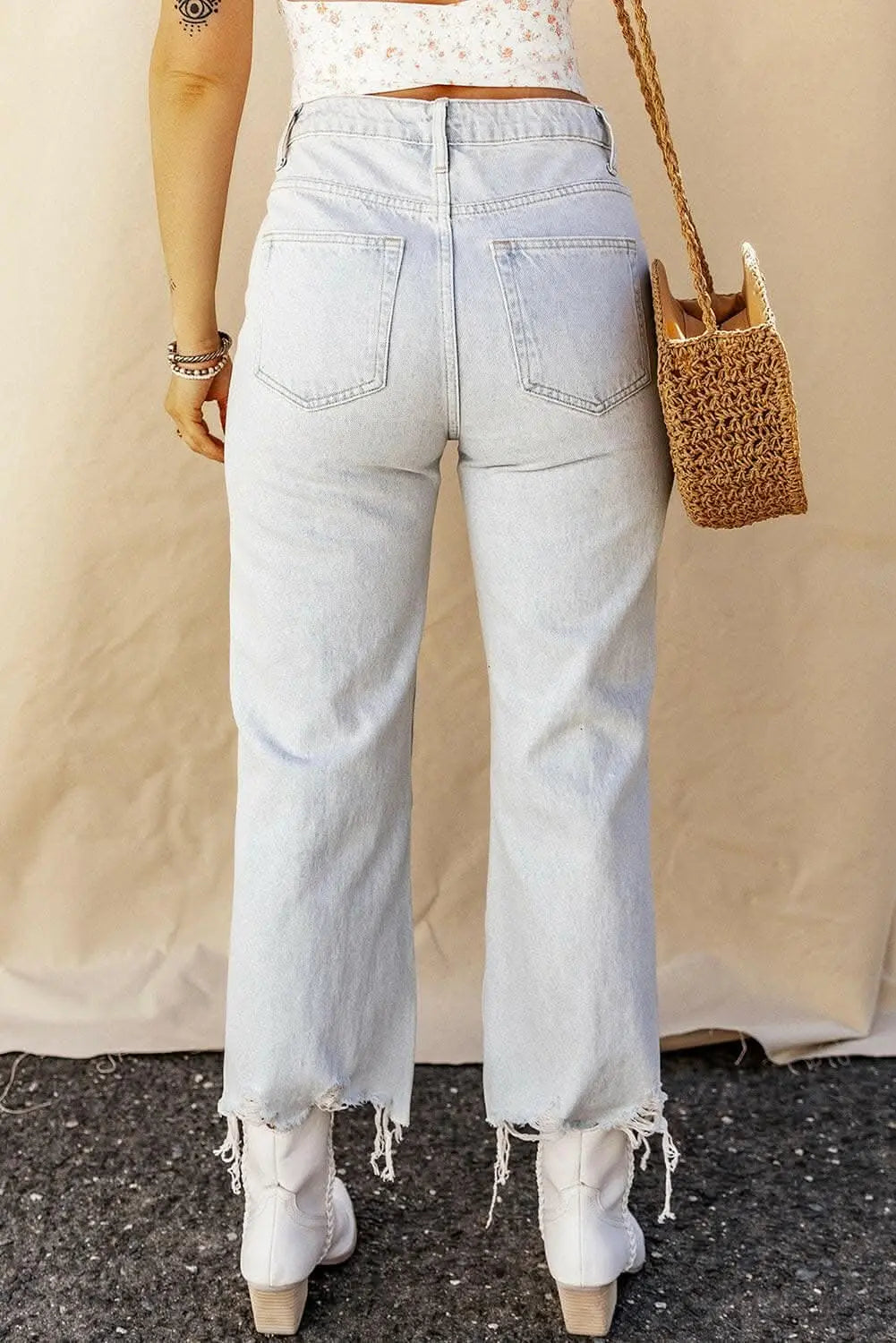 Edgy distressed denim jeans - Love Salve